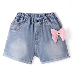 Kookie Kids Solid Shorts with Bow Applique - Blue-image-70
