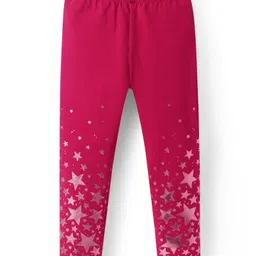 Babyhug Cotton Lycra Knit Legging With Star Print - Red-picture-36