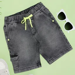 Pantaloons Junior Mild Washed Shorts - Charcoal Grey-picture-48