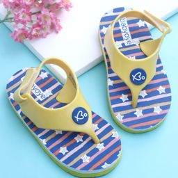 Babyoye Flip Flops With Velcro Closure with Star & Stripes Print - Blue-image-65