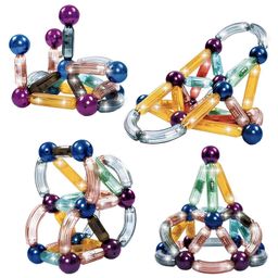 FUNVERSE Magnetic Building Blocks,Large 3D Clear Magnets STEM Educational Construction Toys,Sensory Montessori Preschool Magnetic Building Sticks Blocks Kit for Kids Ages 3 4 5 6 Year Old Boys Girls Toddlers ( 64 Pcs )-20