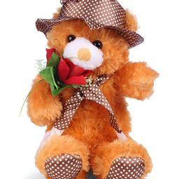 Tickles Cap Teddy with Rose Stuffed Soft Plush Animal Toy for Kids Boys & Girls Birthday Gift (Size: 45 cm Color: Brown)-image-9