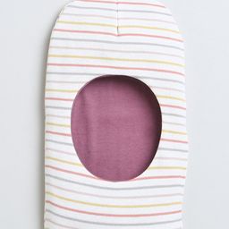 BUMZEE Interlock Knit Monkey Caps with Stripes & Giraffe Print White & Mauve - Diameter23.5 cm image 2