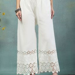 Clora Creation Women Floral Hem Design Wide Leg Cotton Ethnic Palazzos-picture-32