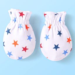 Babyhug Interlock Knit Caps Mittens & Booties With Star Print & Ear Applique - White image 4