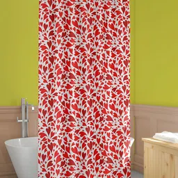 ArtzFolio White & Red Floral Printed Waterproof Shower Curtains-2