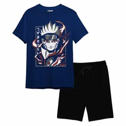 LITWAY Boys Printed Round Neck Pure Cotton T-shirt with Shorts-picture-5