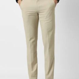 Van Heusen Beige Slim Fit Solid Formal Trousers-image-64