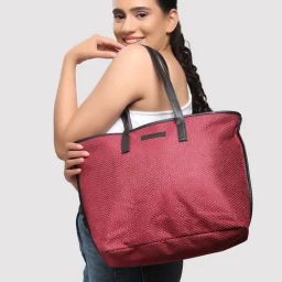 Caprese Alicia Maroon Faux Leather Textured Tote Handbag-picture-26