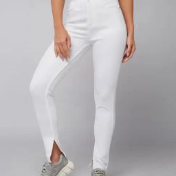 DOLCE CRUDO White Denim Skinny Fit Mid Rise Jeans-image-54