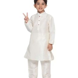VASTRAMAY Kids Cream Kurta Set-image-102