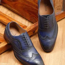 Louis Stitch Men's Federal Blue Brogue Shoes-picture-26