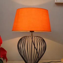 Homesake Orange Minimalist Small Bedside Table Lamp with Hollowed-image-31