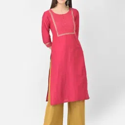 Span Pink Embroidered Straight Kurta-image-83