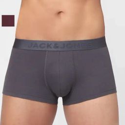 Jack & Jones Grey & Wine Regular Fit Trunks- Pack Of 2-image-85