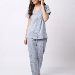 Claura Grey Printed Shirt With Pyjamas-picture-26