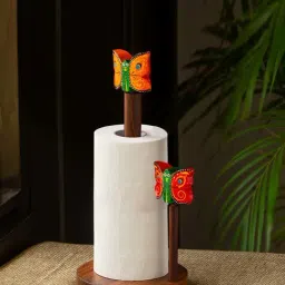 ExclusiveLane Brown Sheesham Wood Tissue Roll Holder - Set of 1-image-96