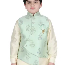 SG Yuvraj Kids Pista Green Floral Print Nehru Jacket-picture-19