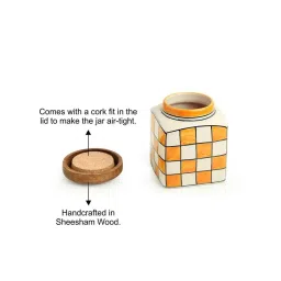 ExclusiveLane 'Shatranj Check' Hand-painted Jars & Containers (Airtight, Set of 2, 480 ML, 4.3 Inch) image 5