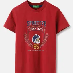 United Colors of Benetton Kids Red Cotton Printed Tshirt-picture-37