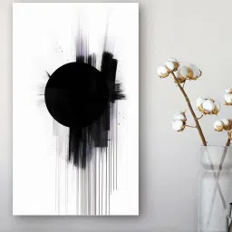 Nestroots Modern Black Circle Multi Frame Abstract Canvas Wall Painting image 1