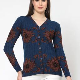 Kalt Teal Acrylic Floral Sweaters-picture-40