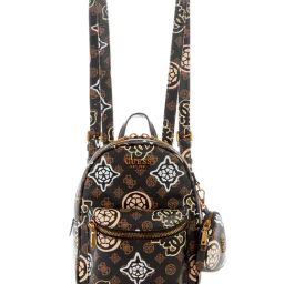 Guess Brown Logo Multi Printed House Party Backpack With Pouch-image-17
