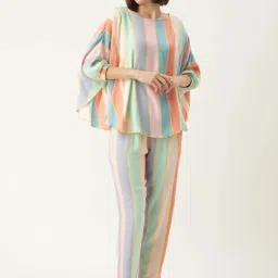 Clt.s Multicolored Striped Top Pant Set image 1