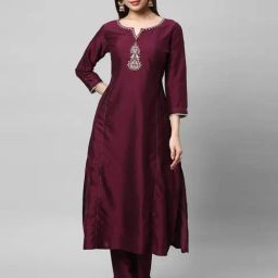 Kami Kubi Purple Embellished A Line Kurta-image-90