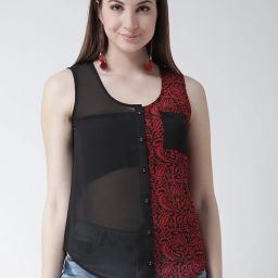 KASSUALLY Black & Red Color-Block Shirt image 1