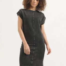 United Colors of Benetton Grey Plain Dress-image-74