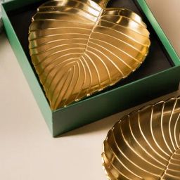 S. G. Home Gold Metal Leaf Platter (Set of 2)-image-6