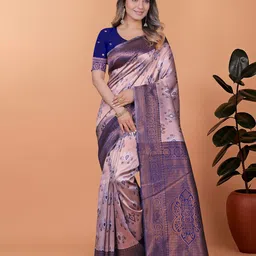 DIVASTRI Ethnic Motifs Zari Banarasi Saree-image-67