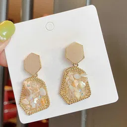 kazare Gold Plated Artificial Stones studded Contemporary Drop Earrings-image-47