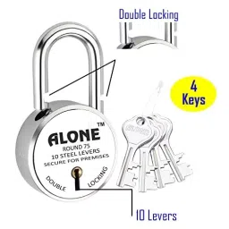 ALONE LOCKS 75 mm Hasps ‎Polished with 4 Keys Door Padlock, FH_AS_754 image 2