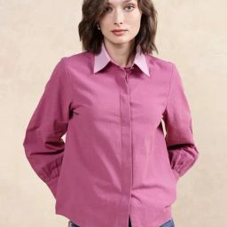RAREISM Pink Cotton Blend Solid Long Sleeves Shirt-image-60