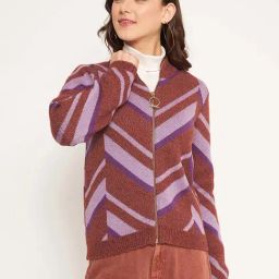 MADAME Brown Printed Cardigan-22