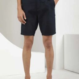 Rare Rabbit Navy Regular Fit Jacquard Shorts-47