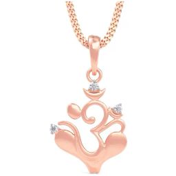 Joyalukkas 18k Rose Gold & Diamond OM Chain Pendant for Women-image-58