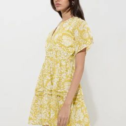 LOV by Westside Yellow Floral Printed Cotton A-Line Dress-image-83