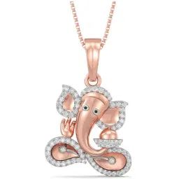 Joyalukkas 18k Rose Gold & Diamond Unisex Lord Ganesha Chain Pendant-image-14