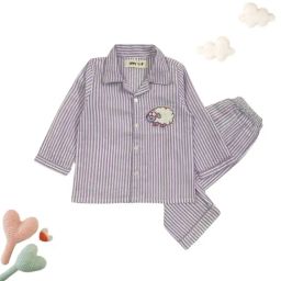 Tippy Top Unisex Lavender Cotton Applique Regular Fit Shirt with Pants-image-95