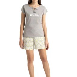 Van Heusen Grey & White Cotton Printed T-Shirt Shorts Set-7