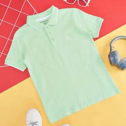 Pantaloons Junior Ice Green Cotton Logo Polo T-Shirt-picture-31