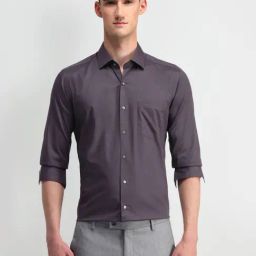Arrow Dark Purple Cotton Slim Fit Printed Shirt-image-57
