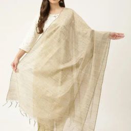 Deckedup Beige Cotton BlendedEmbellished Duppatta-43