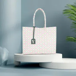 Yelloe Pink Printed Large Tote Bag image 1