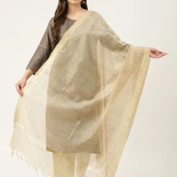 Deckedup Beige Cotton BlendedEmbellished Duppatta-picture-18