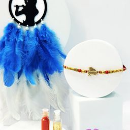 COLOR SPLASH Krishna Rakhi With Krishna Dream Catcher & Roli Chawal Gift Set-19