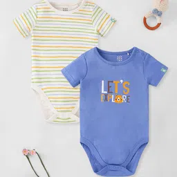 Ed-a-Mamma Baby Infant Boys Pack Of 2 Printed Pure Cotton Bodysuit-image-97
